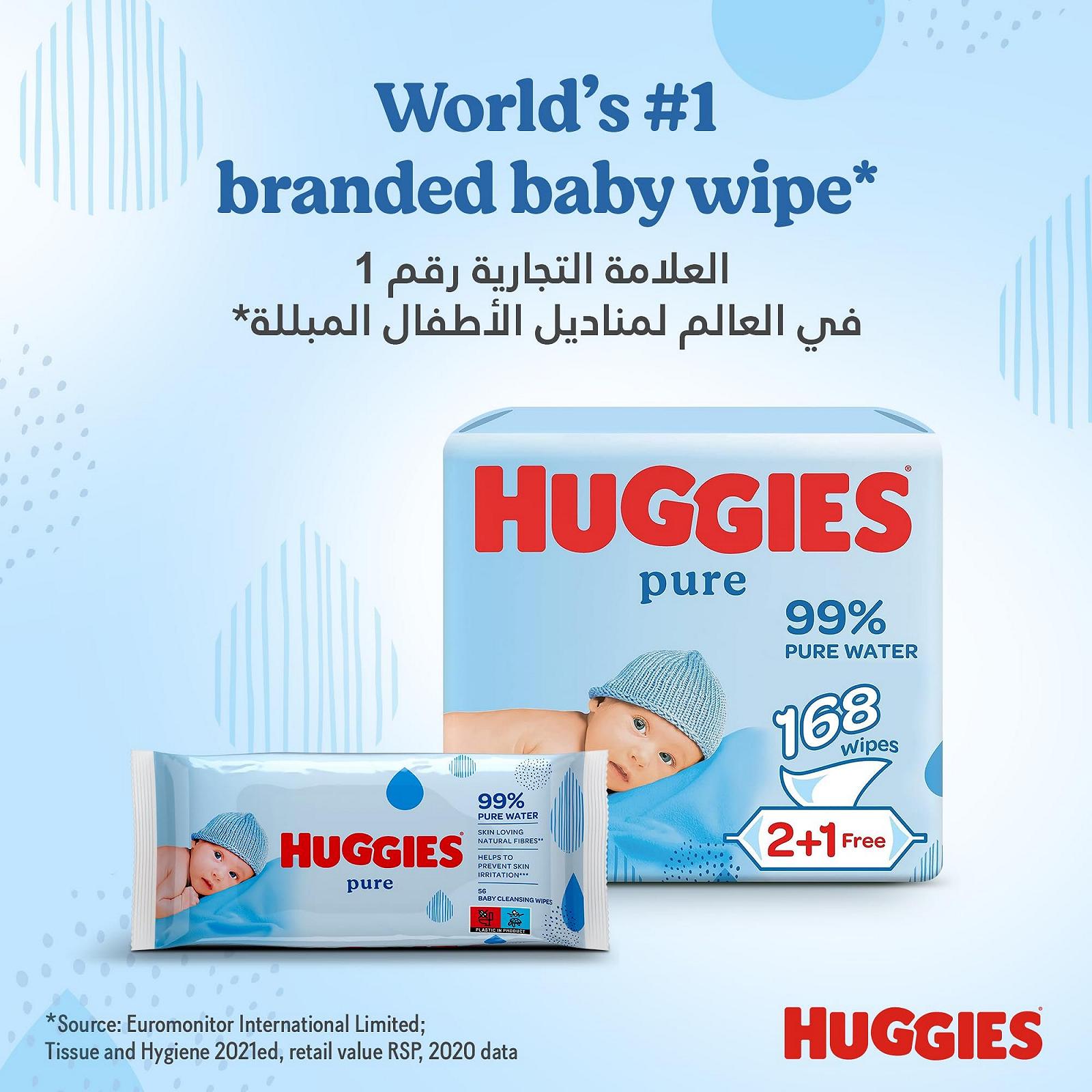 Влажные салфетки Huggies Pure, образец, 56 штук, фото №6
