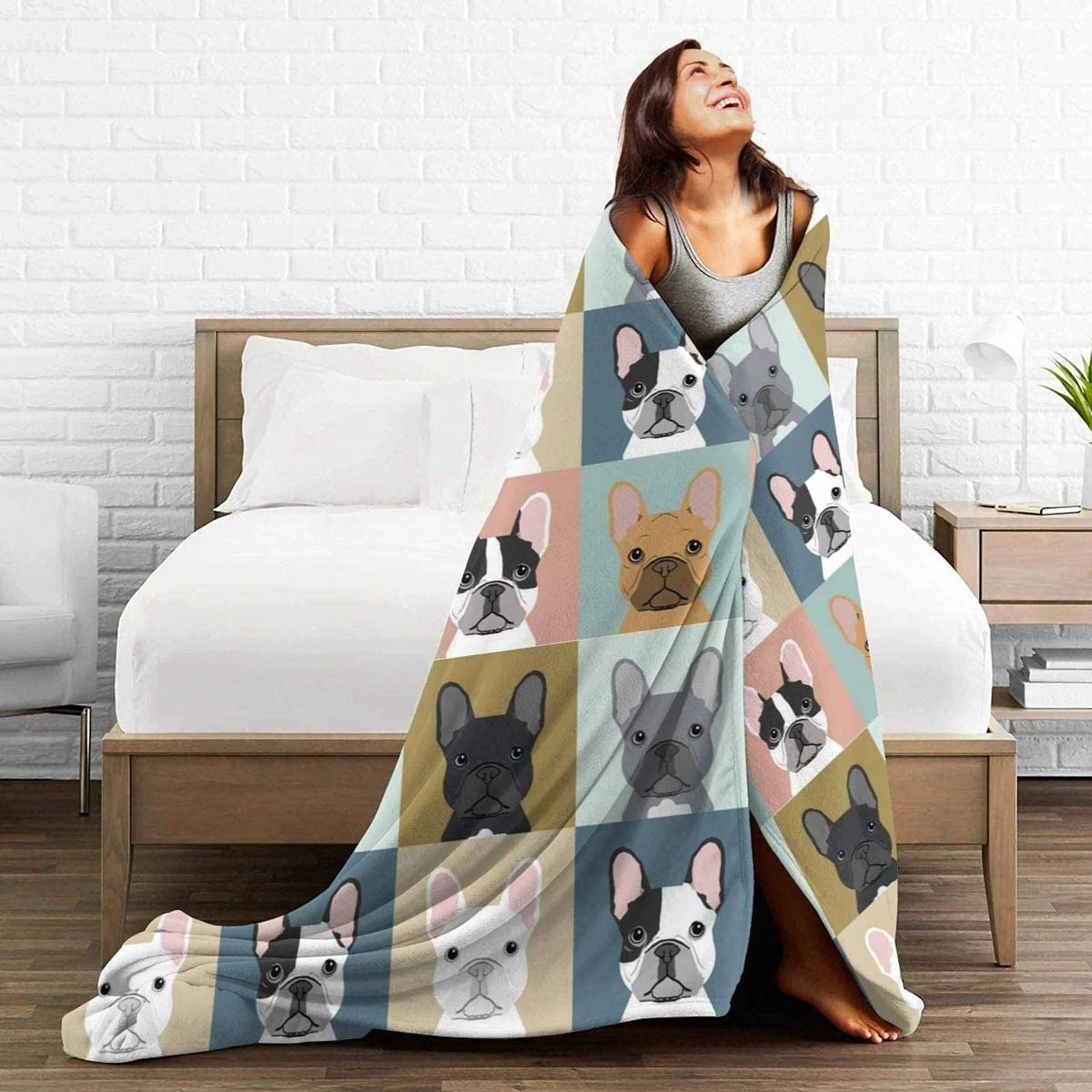 Одеяло Jiele Печатное 3D Французский Бульдог Собака Милое Ультра Мягкое Флисовое Одеяло Фланелевое Бархатное Плюшевое Одеяло 150 x 200 см, фото №2 Одеяло Jiele Печатное 3D Французский Бульдог Собака Милое Ультра Мягкое Флисовое Одеяло Фланелевое Бархатное Плюшевое Одеяло 150 x 200 см, фото №2