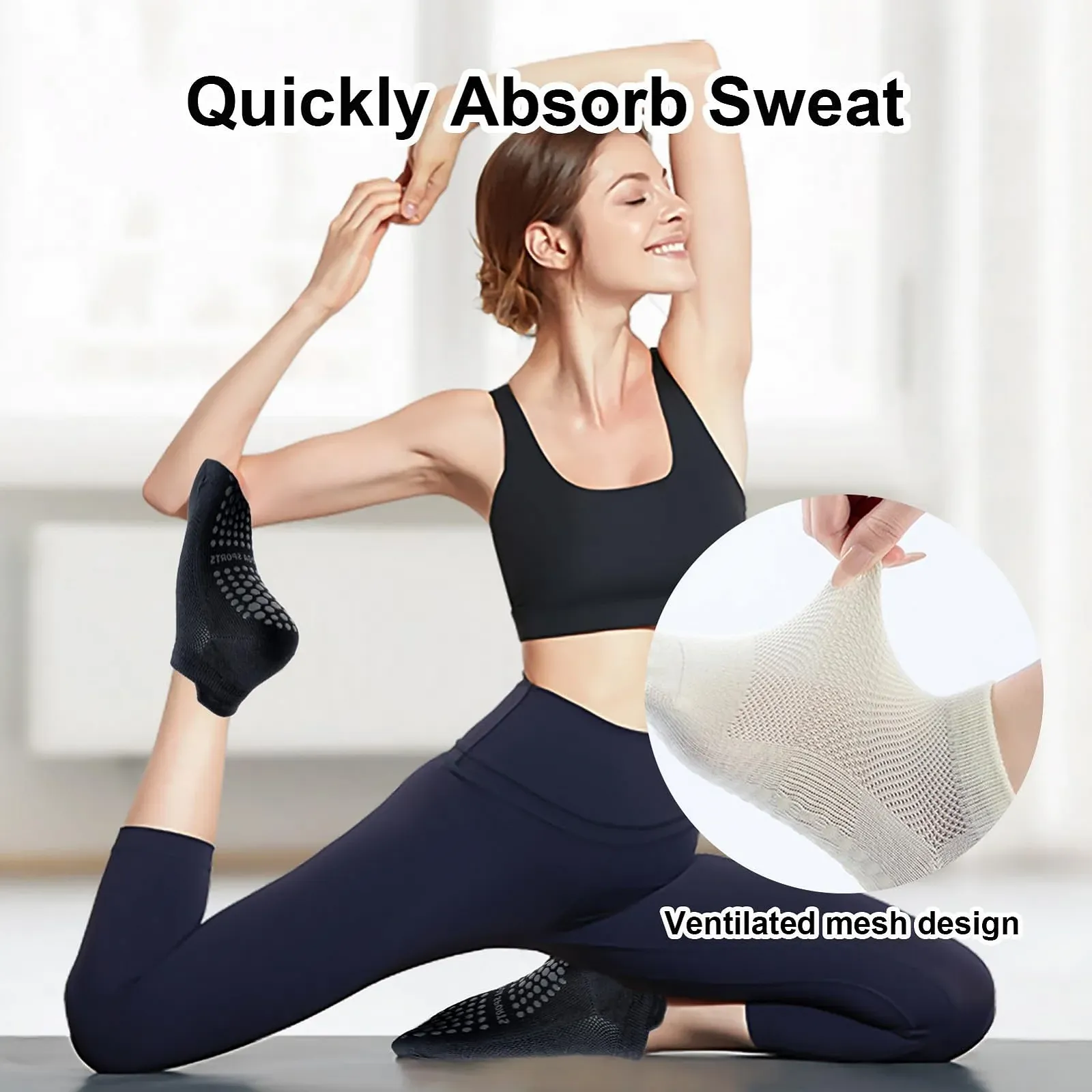 Шкарпетки для пілатесу та йоги жіночі 5 пар, фото №5 Шкарпетки для пілатесу та йоги жіночі 5 пар, фото №5