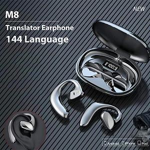 Навушники-перекладачі M8, інтелектуальний двосторонній пристрій для перекладу, 150 мов онлайн, сенсорне керування synthetic.ua - Фото 1