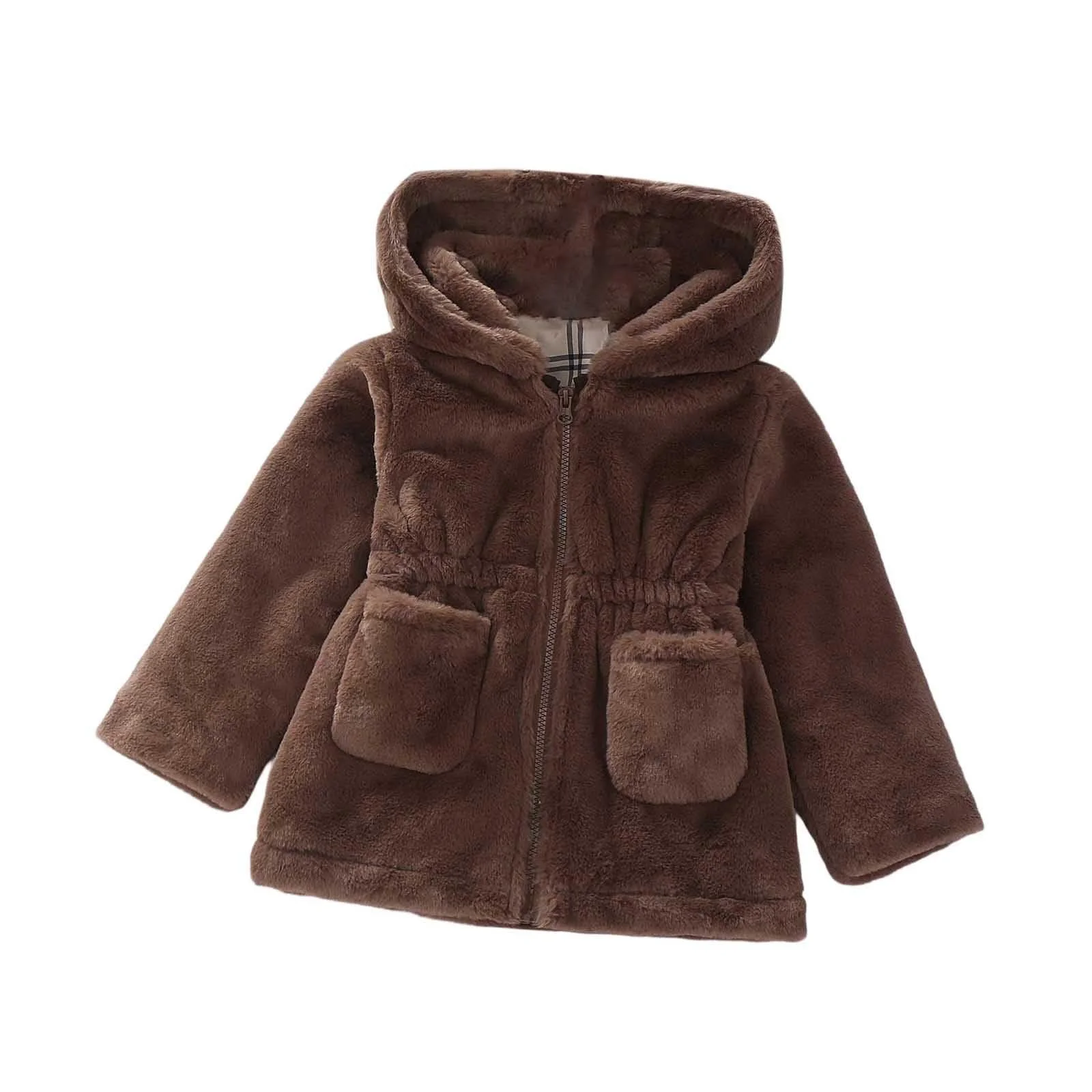Зимове пальто для дівчат з флісовою підкладкою, вітрозахисна, фото №1