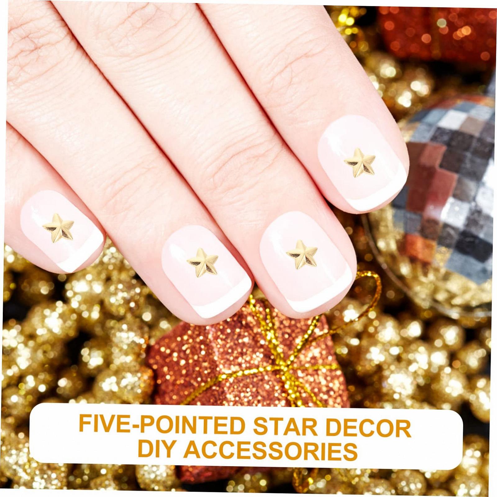 Пятиконечная звезда Nailkndy, цинковый сплав, золотой, 200 шт, фото №8