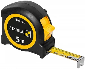 Рулетка вимірювальна STABILA BM 100 5 м / 19 мм / метрична шкала / ABS-Softgrip / Клас II / Чорно-Жовта - Фото 1
