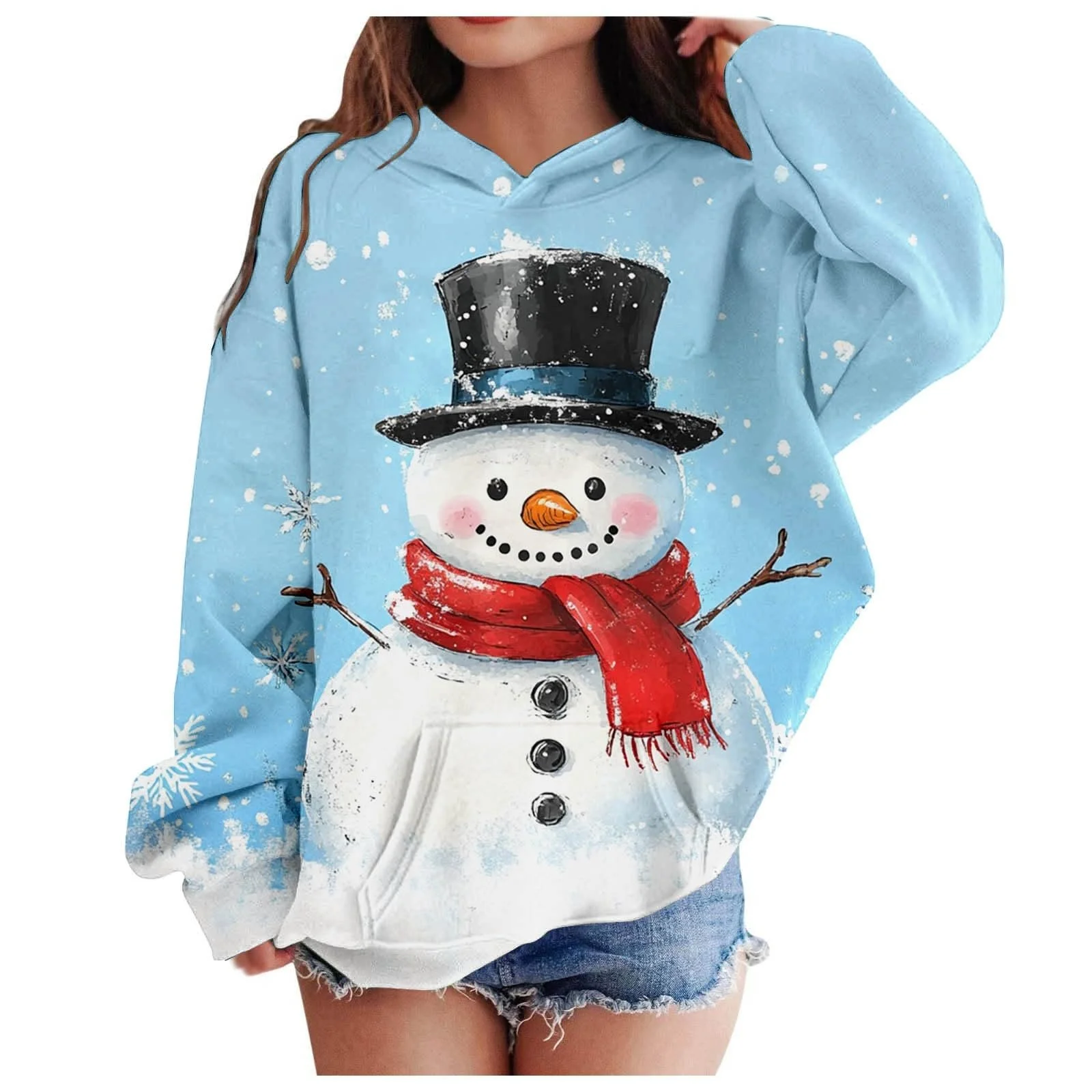 Рождественский свитшот Детские худи для девочек Графический принт Буквенный принт Пуловеры Топы с длинными рукавами Повседневный мягкий пуловер, фото №1