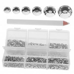 Набор страз для дизайна ногтей Круглые драгоценные камни для ногтей с плоской задней частью с карандашом Блестящие стразы с плоским основанием для украшения поделок - Фото 1