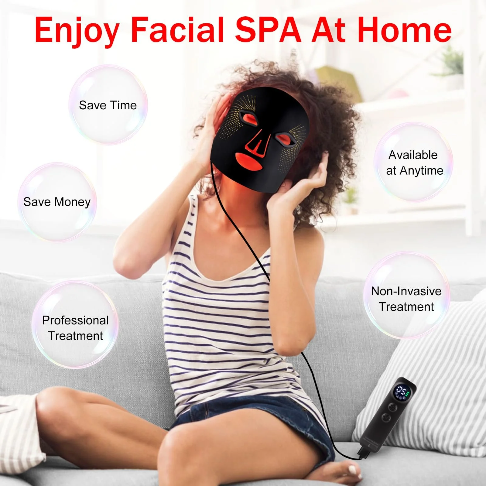 LED Маска USUIELIGHT Світлова терапія 4 Кольори Червоний, фото №4