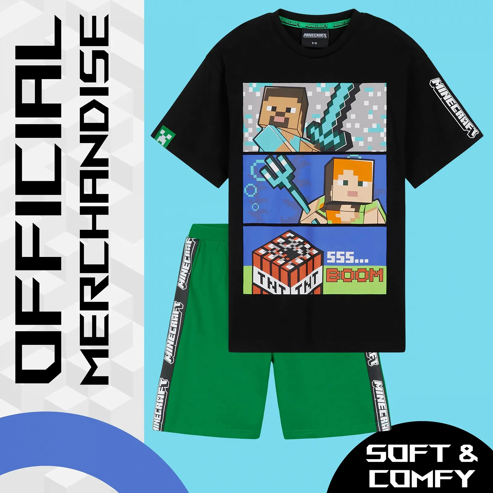 Комплект піжами (футболка та шорти) Minecraft для хлопчиків, фото №5