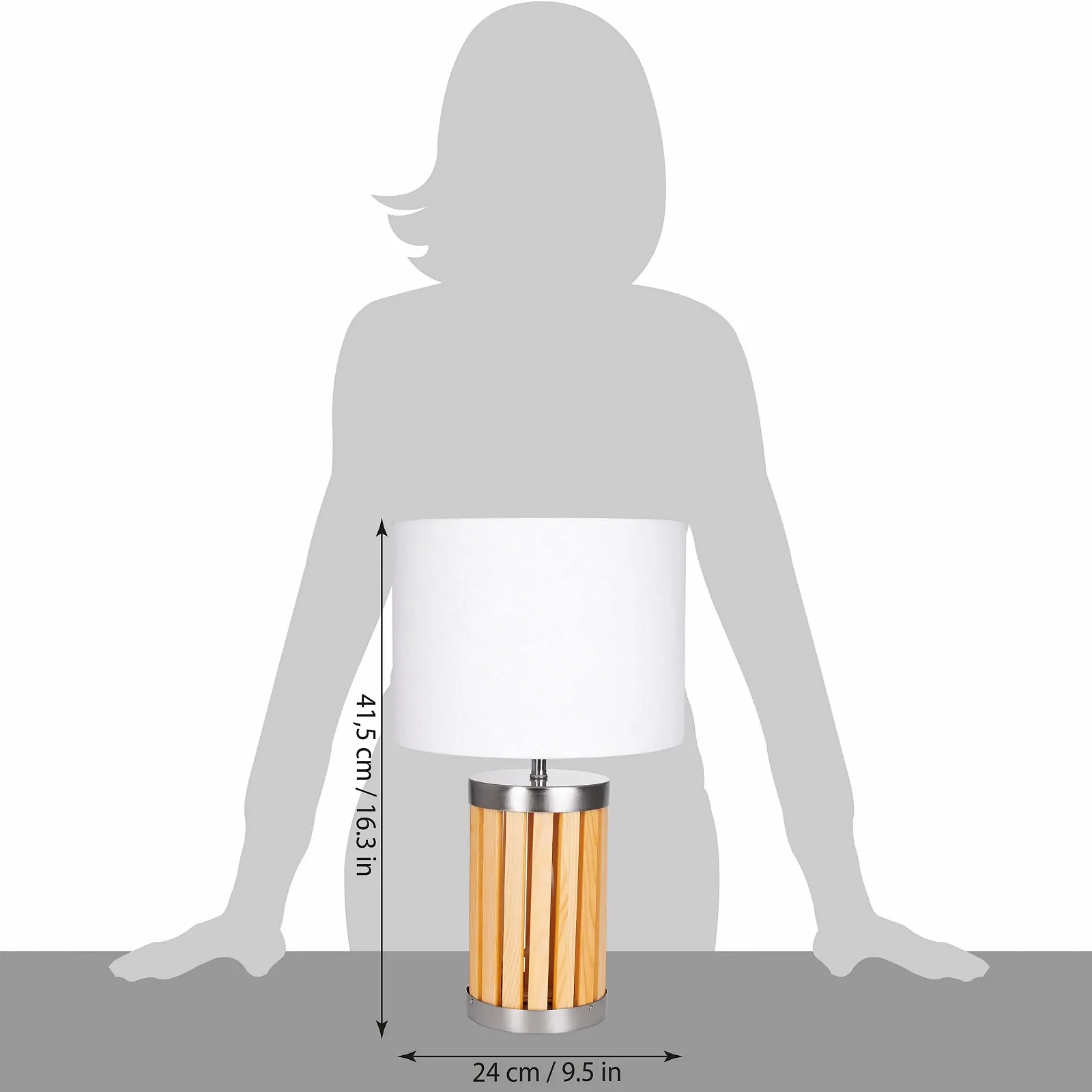 Настільна лампа BRUBAKER 41 см Дерево/Метал Бежева, фото №9