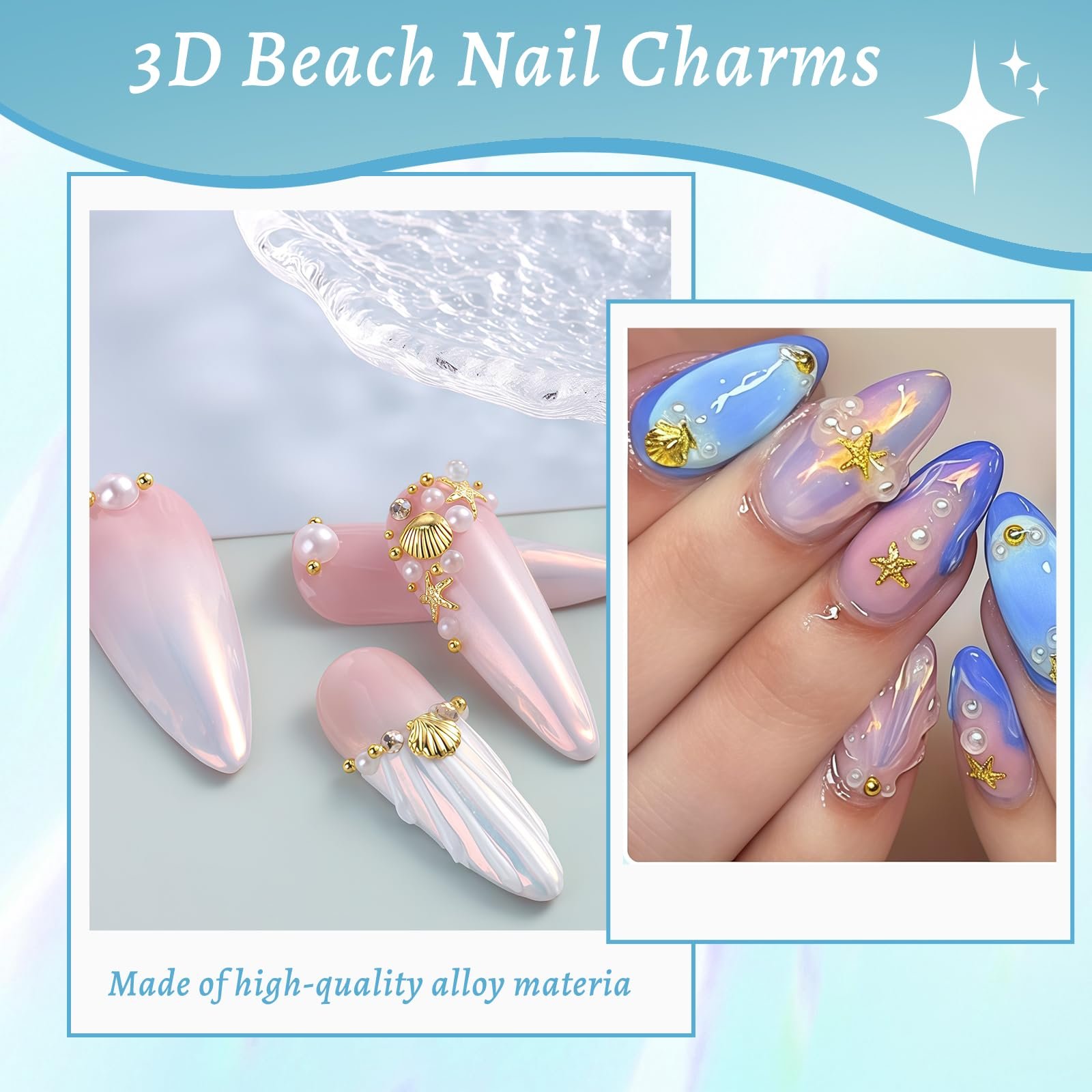 Украшения для ногтей Золотые, Аксессуары для ногтей, 12 отделений, Включает пинцет, фото №4