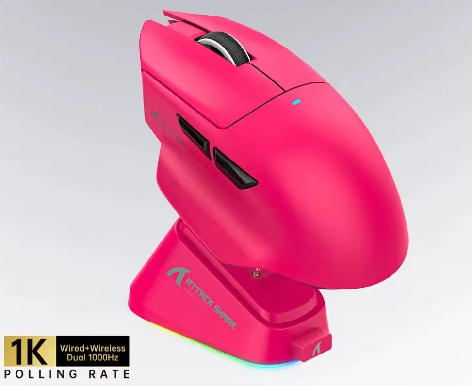 Комп'ютерна миша Attack Shark V6 PAW3311 25000DPI 1000Гц Berry Red, фото №3 Комп'ютерна миша Attack Shark V6 PAW3311 25000DPI 1000Гц Berry Red, фото №3