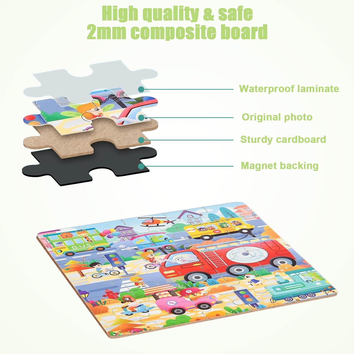 Пазл магнітний 97 деталей Транспорт 3-в-1, фото №3