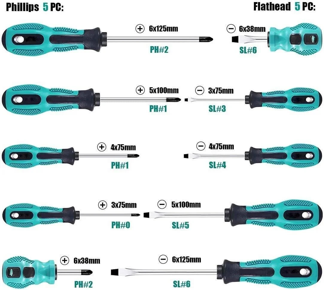 Набір викруток 11 шт. Cr-V сталь магнітний наконечник з сумкою, фото №5