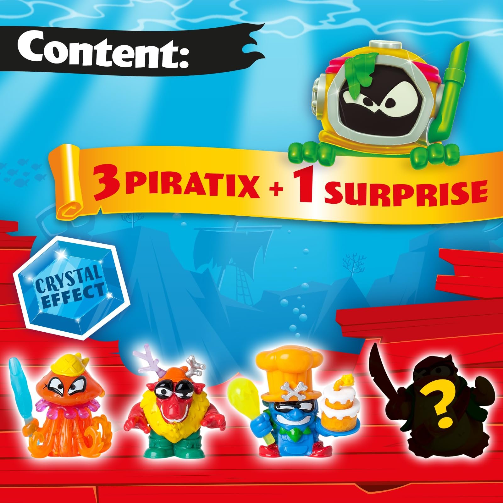 Фигурки PIRATIX ADVENTURE WORLD Shark Treasure Series, 4 шт. Включает 4 Piratix, стекло 2,5 см и сюрприз, хрустальные аксессуары 10 см, набор из 6 шт., фото №2