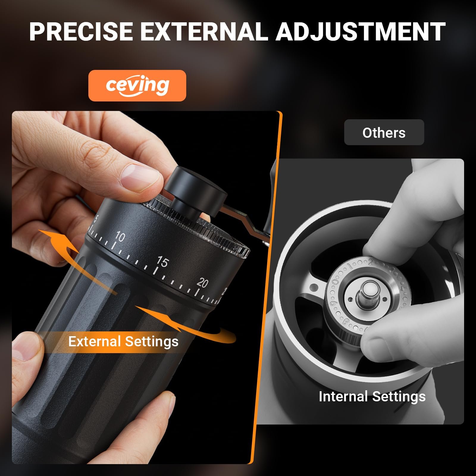 Ручная кофемолка Mini с 40 уровнями регулировки / Портативная ручная с емкостью 30 г, фото №3 Ручная кофемолка Mini с 40 уровнями регулировки / Портативная ручная с емкостью 30 г, фото №3