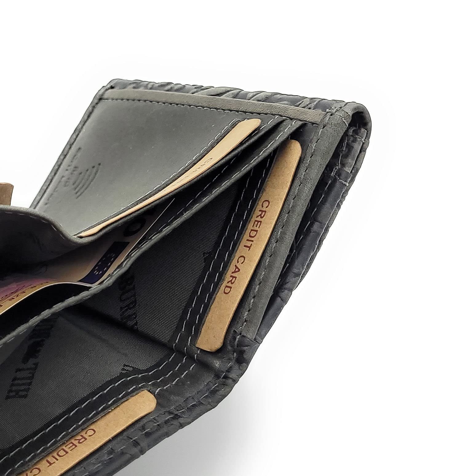 Кошелек Hill Burry Женский Маленький из натуральной кожи С цветочным тиснением RFID защита, серый, S, кошелек для монет, фото №4
