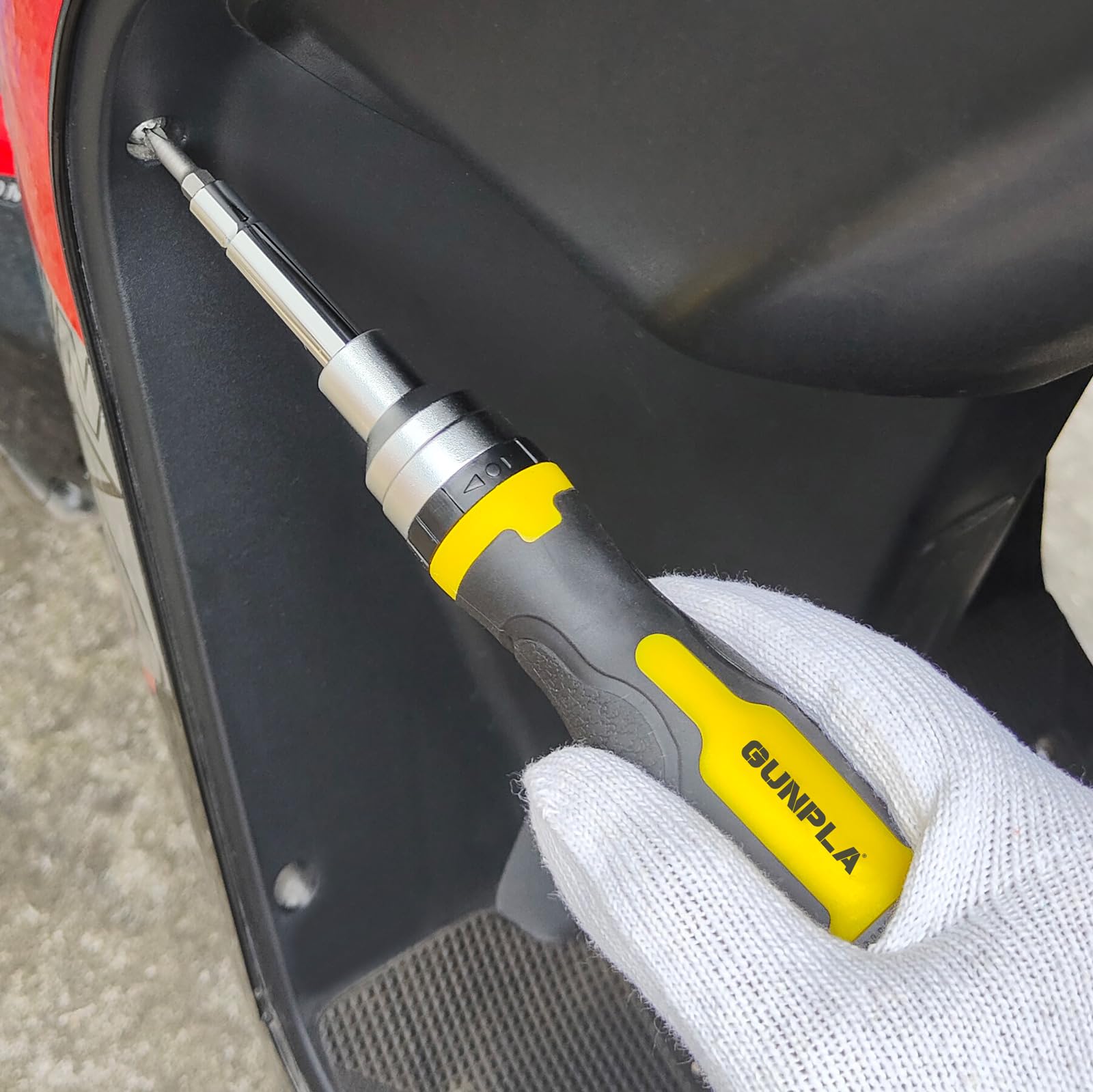 Набір викруток Gunpla Ratchet Screwdriver Set 16 in 1 Ratchet викрутка-тримач з бітами 72 зуби з 7 подвійними бітами та подовжувальної штангою викрутка з бітами в ручці, фото №7