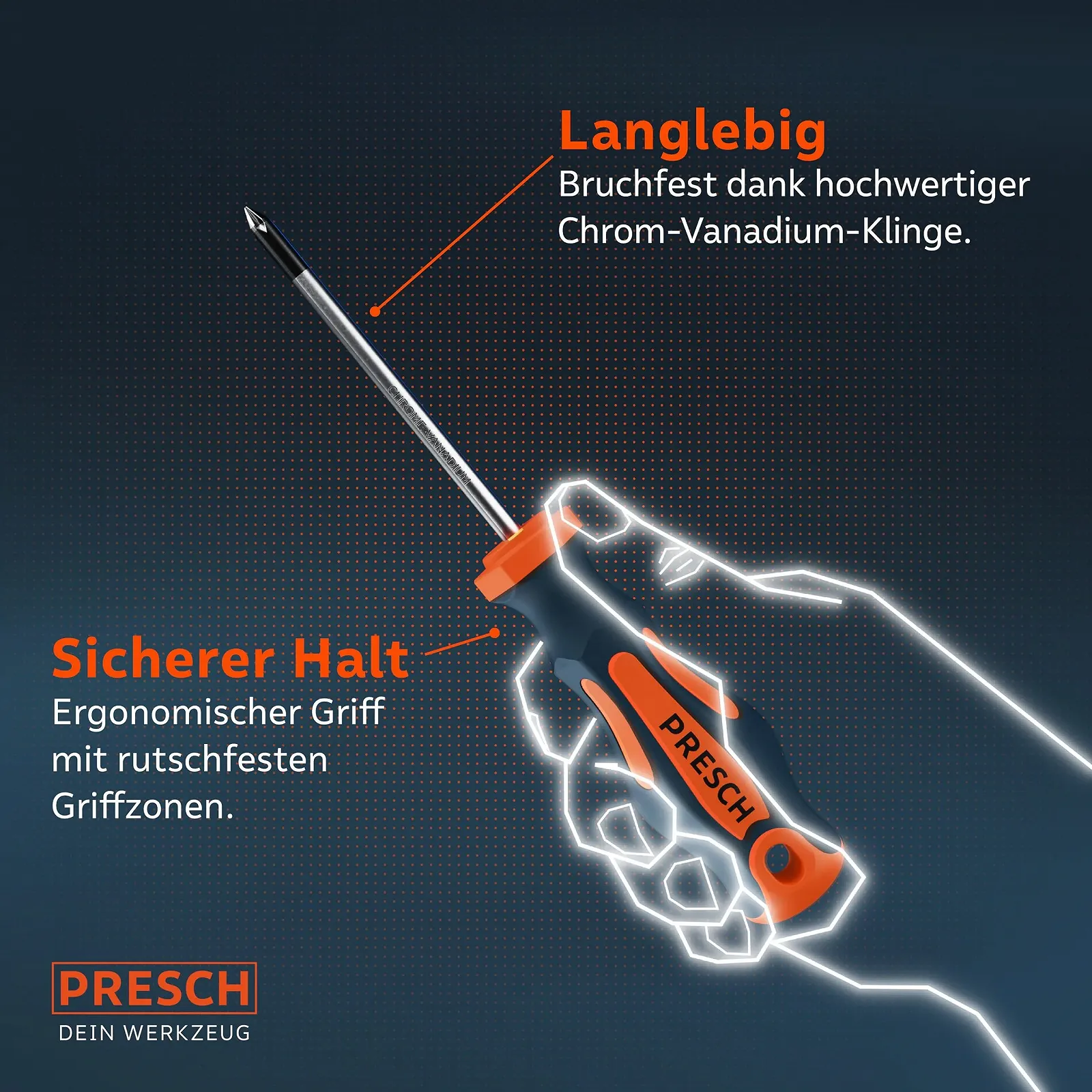 Набір викруток Presch 7 предметів магнітні шліцьові та хрестові Професійні, фото №6