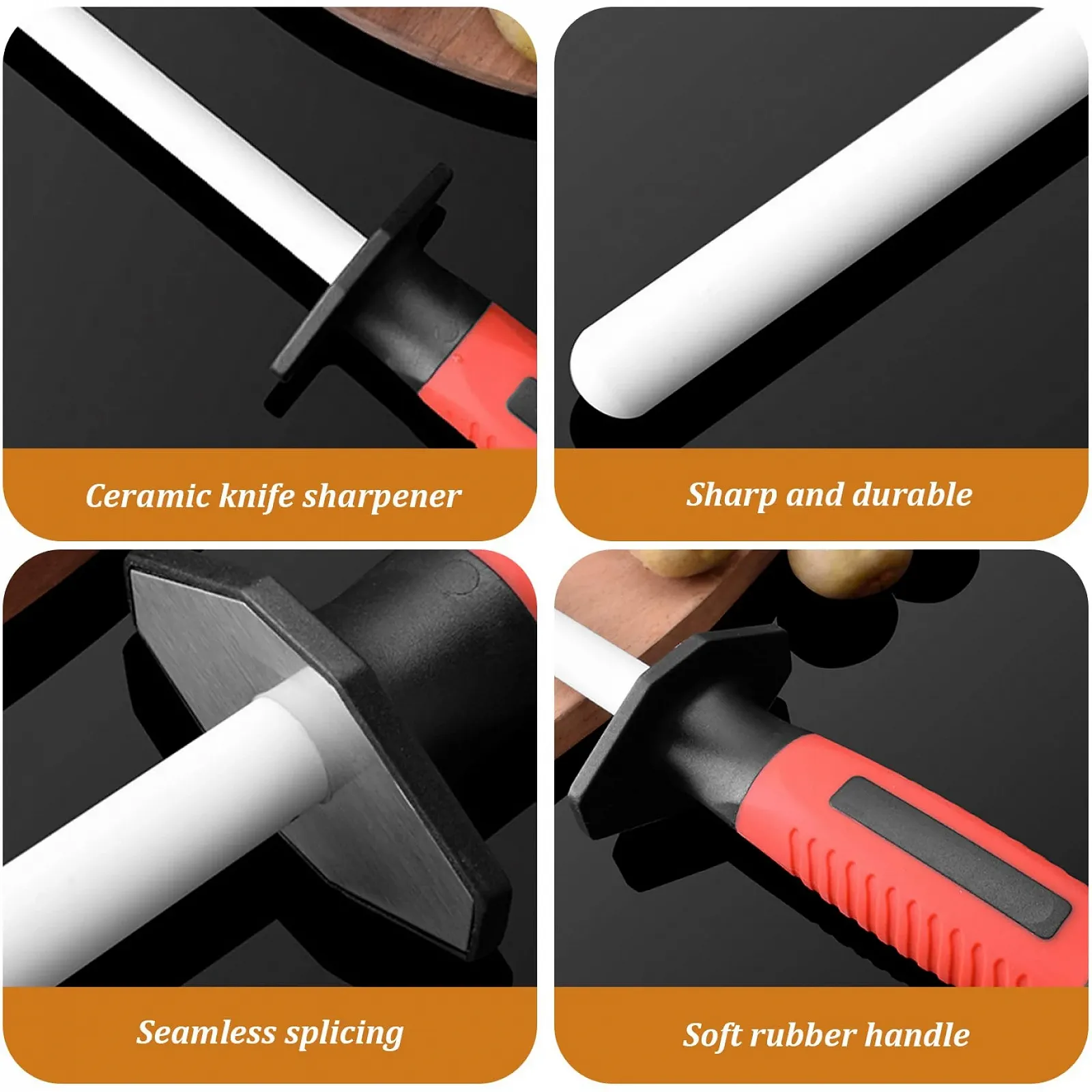 Точило для копитних ножів 10 дюймів керамічний стрижень із гумовою ручкою портативне, фото №5