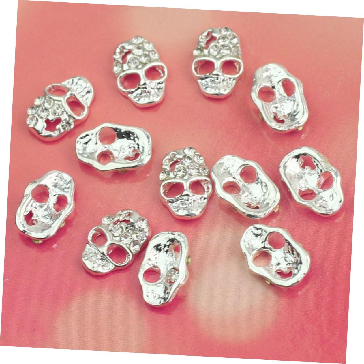 Наклейки на ногти FRCOLOR 12 шт., Стразы, наклейки на ногти на Хэллоуин, украшения для ногтей, готические черепа, подвеска на ногти в форме черепа, винтажная 3D маска, фото №4