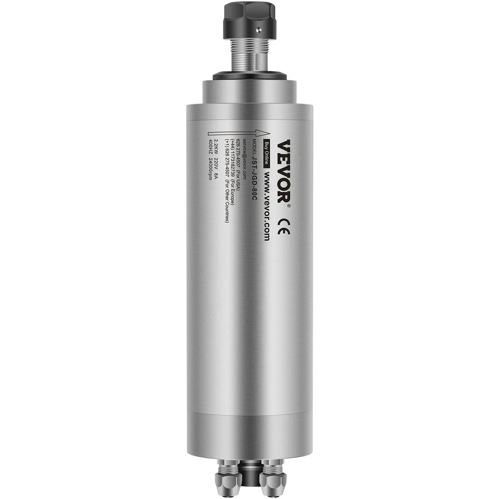 Шпиндельний двигун VEVOR JST-JGD-80C з повітряним охолодженням / 2.2 кВТ / 24000 об/хв / 400 Гц / Сріблястий, фото №2