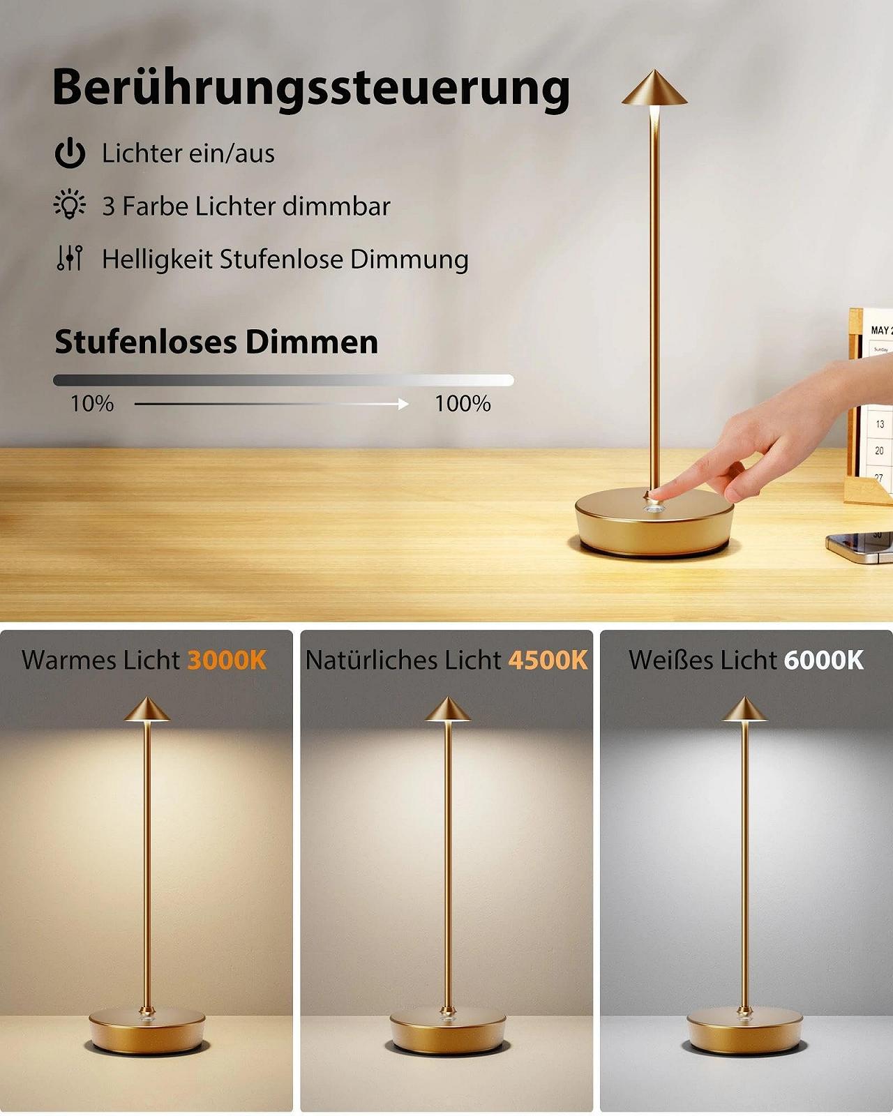 Настільна лампа світлодіодна бездротова 6000 mAh IP54 комплект 2 шт. Titanium, фото №2