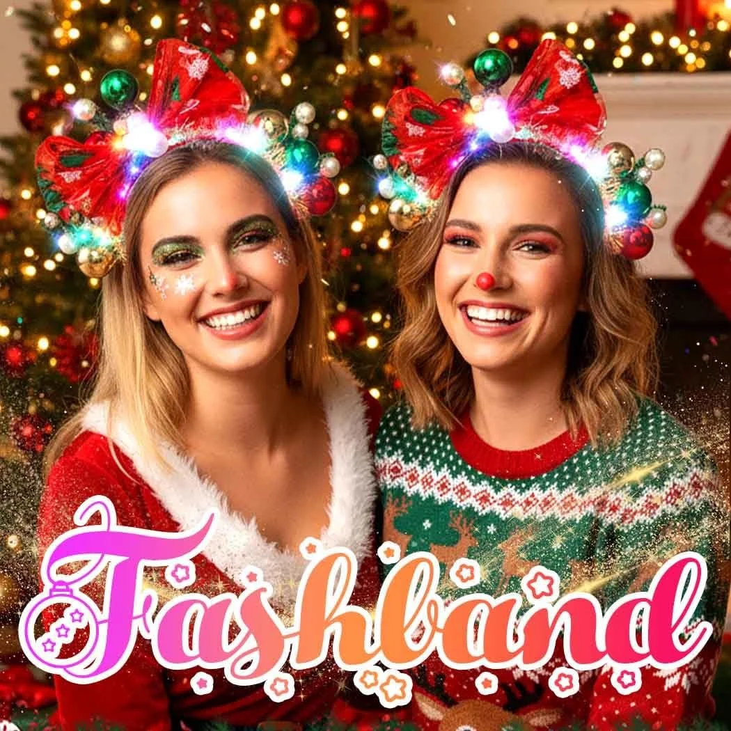 Різдвяна Обруч на голову зі світлодіодним бантом, фото №2