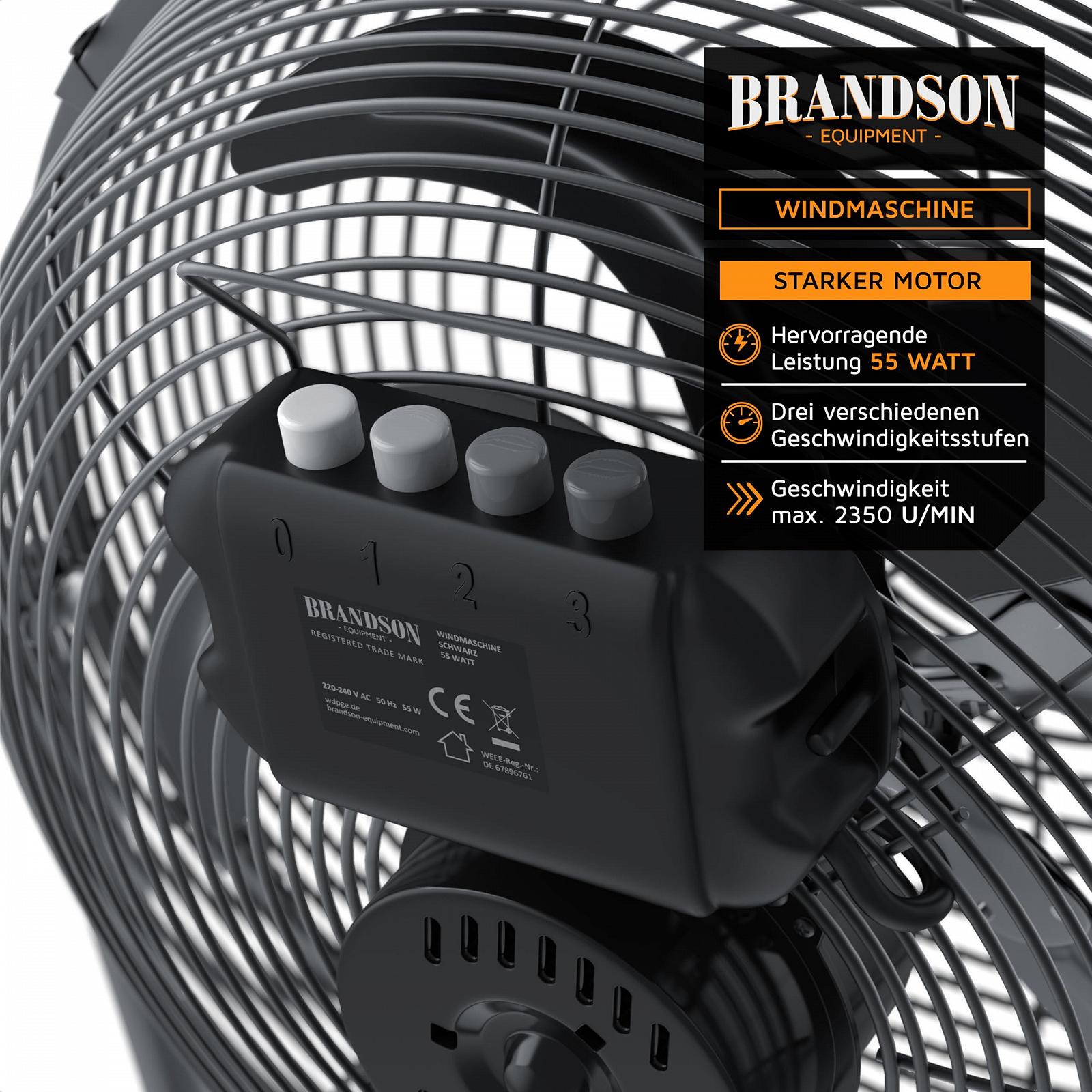 Вентилятор напольный Brandson, 30 см, черный матовый, фото №3