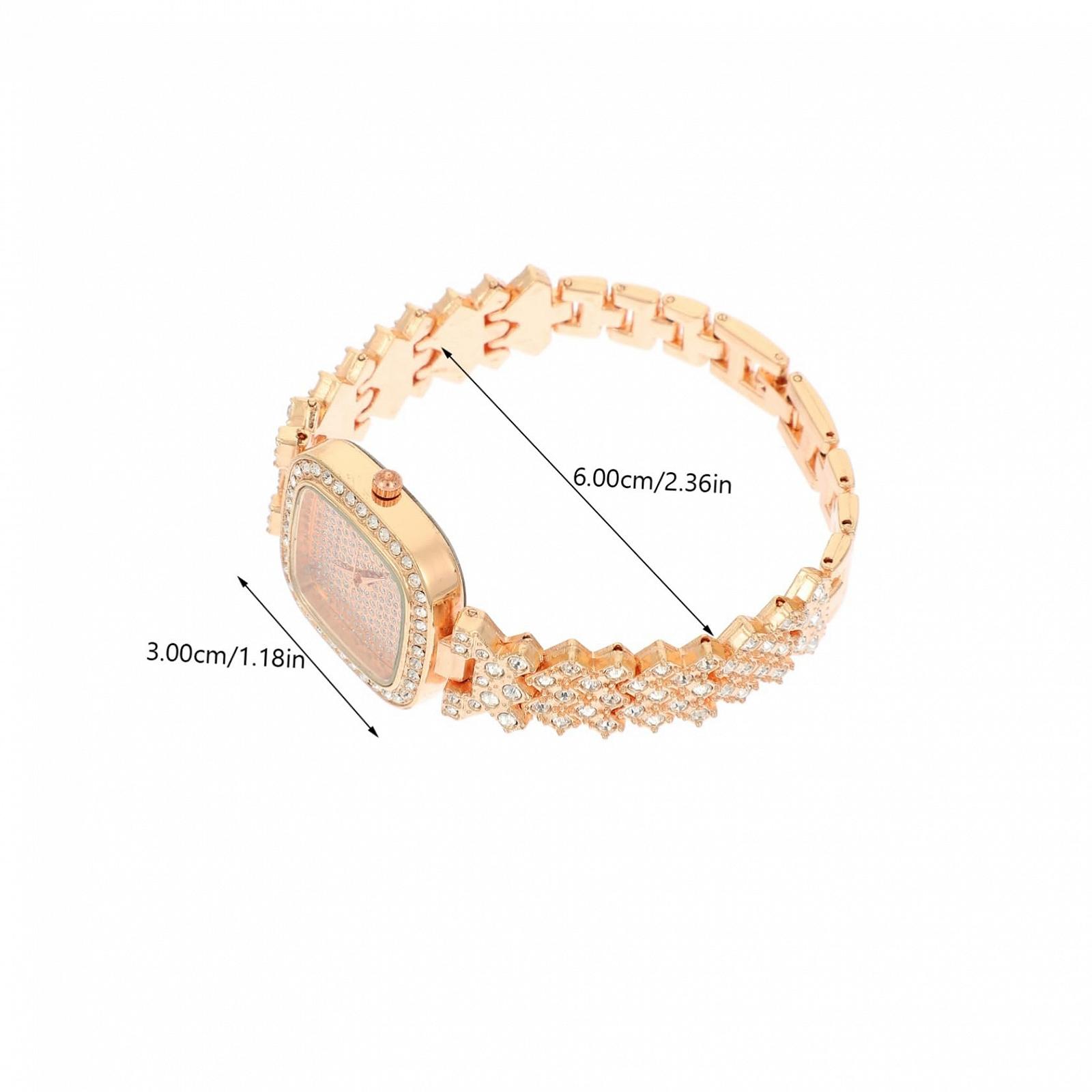 Женские Часы Healvian Дизайн с Rhinestone Нержавеющая сталь Ремешок Регулируемые Розовое Золото, фото №2