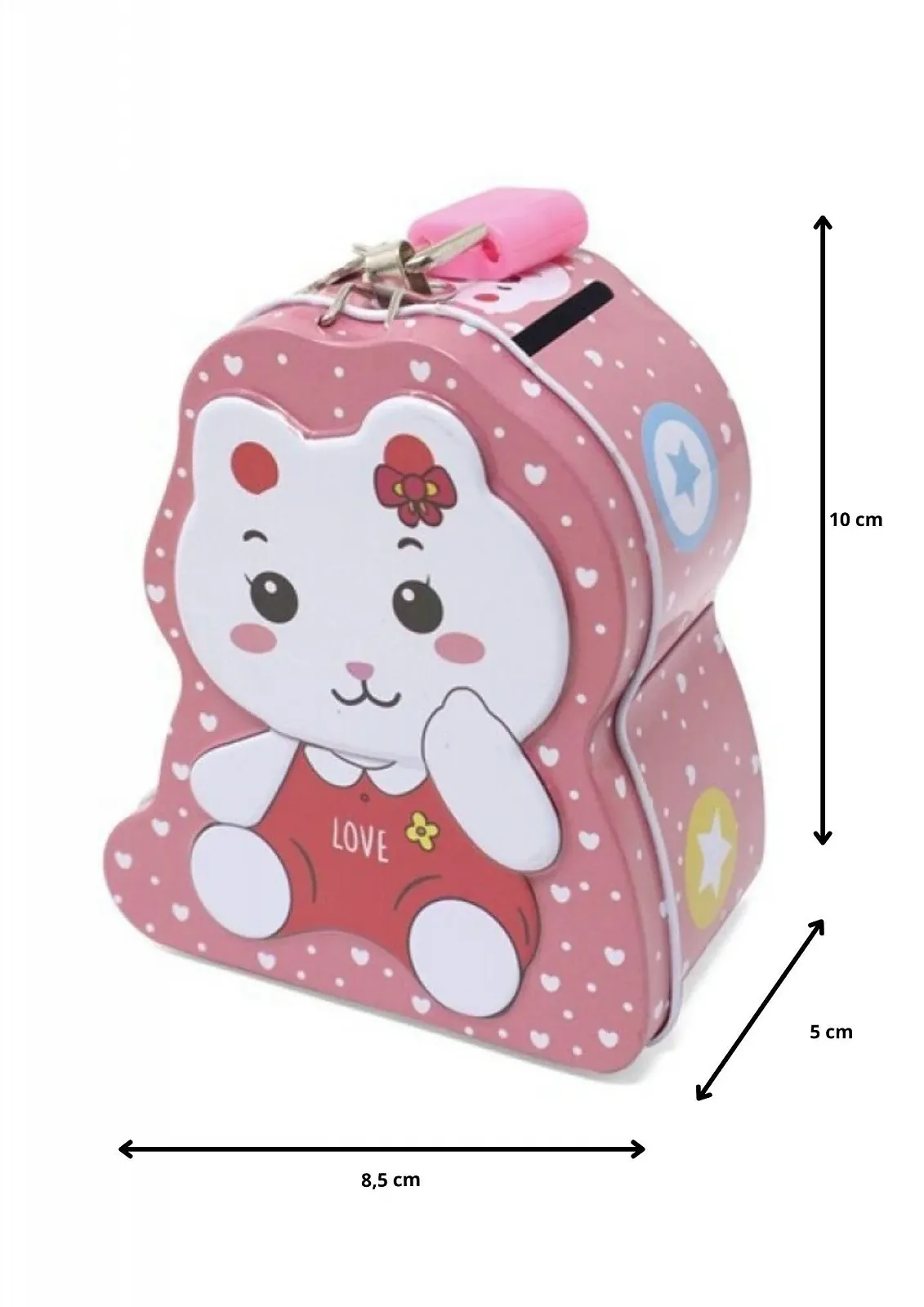 Скарбничка Металева Тварини З замком та ключем Рожевий кіт, фото №2