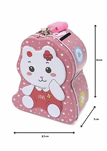 Скарбничка Металева Тварини З замком та ключем Рожевий кіт synthetic.ua - Фото 1