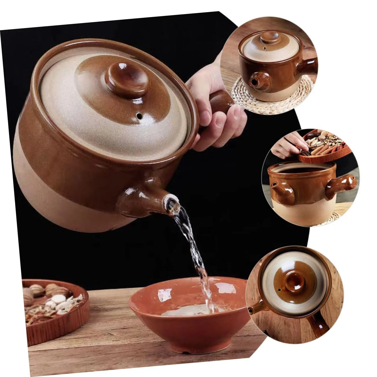 Горшок глиняный GLEAVI для китайской медицины супов и чая термостойкий, фото №5
