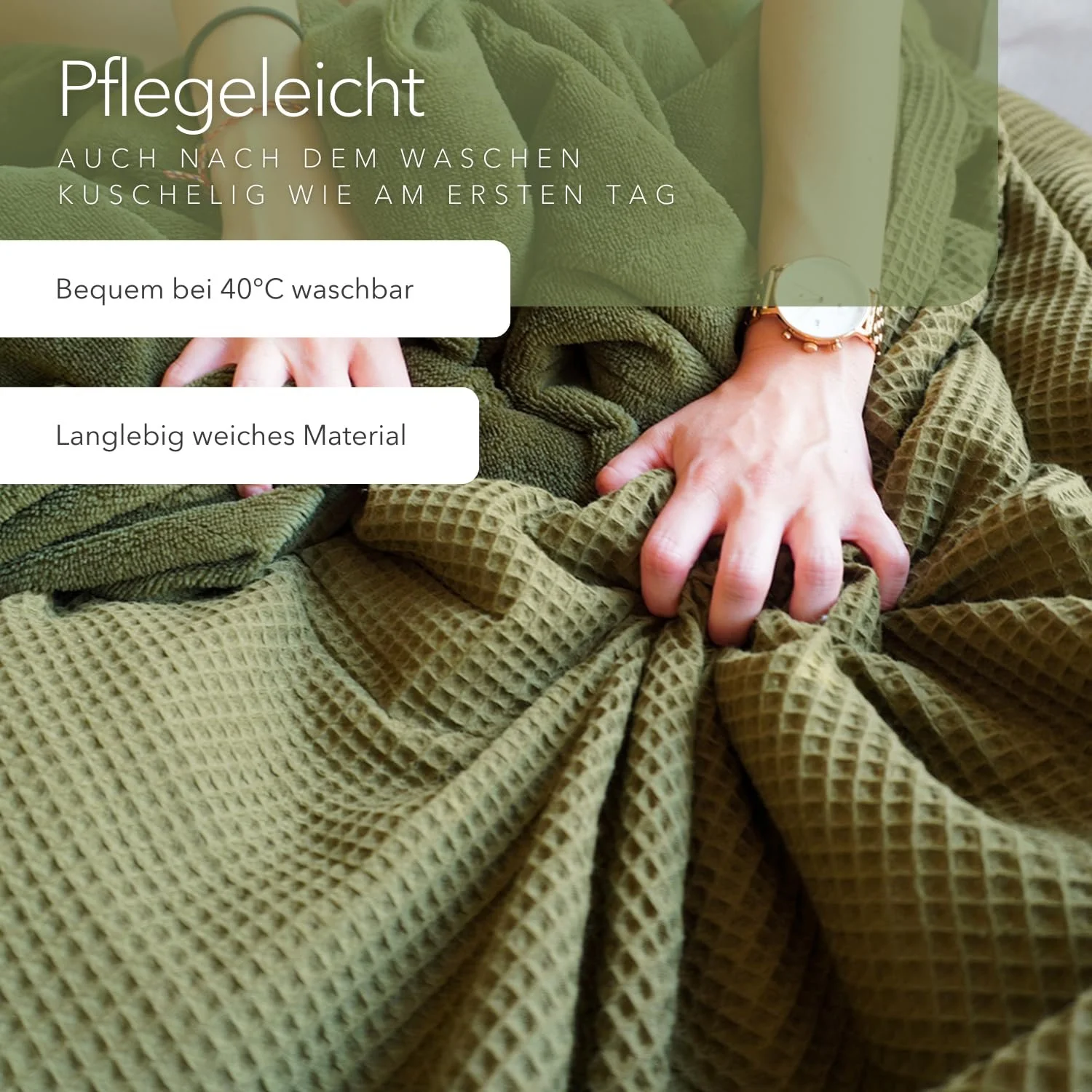 Одеяло blanketino Теплое Cuddly для дивана 145 x 210 см Экстра мягкий велнес-флис и хлопок Лесной зеленый, фото №5