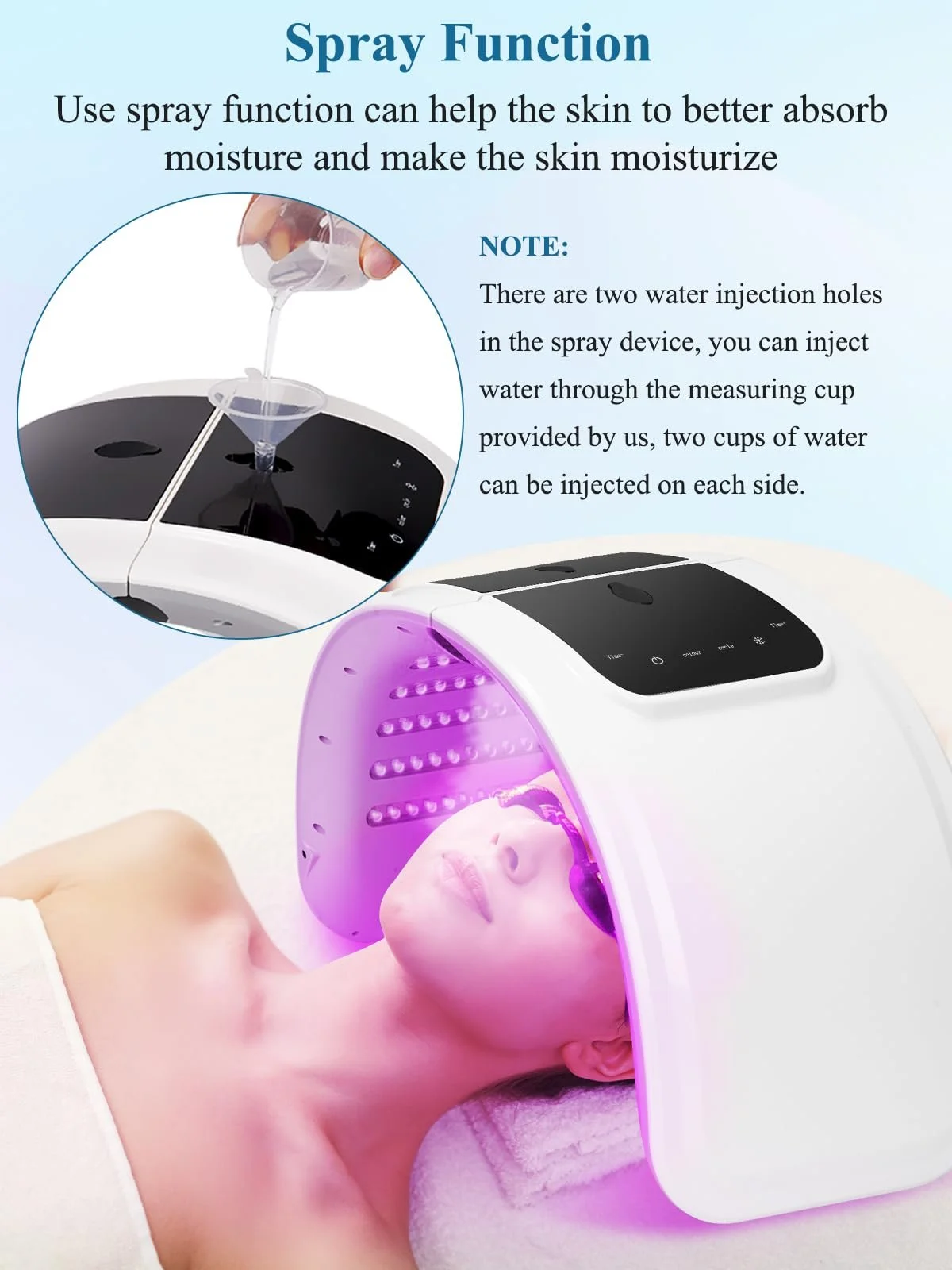 LED Маска для лица Deciniee Light Therapy с функцией распыления 7 цветов, фото №4