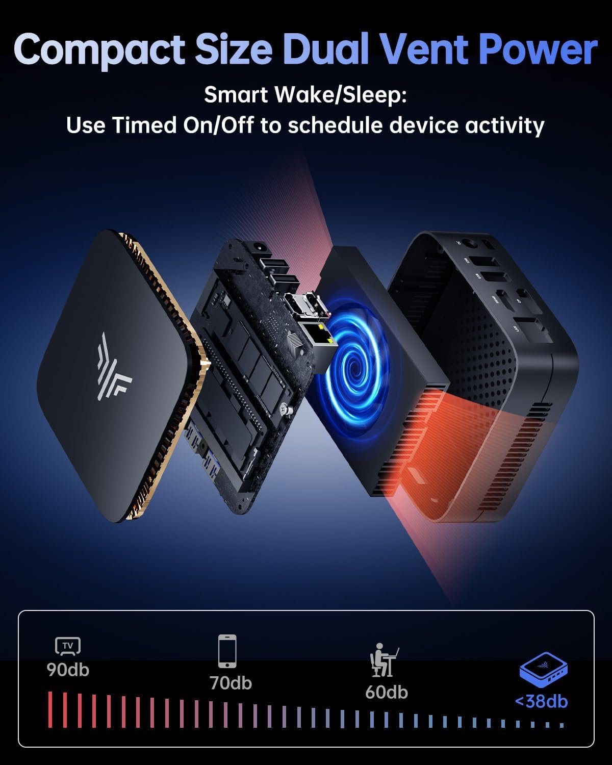 Мини ПК NiPoGi AK1PLUS / Intel N100 / RAM 16GB / SSD 1 TB / 1 x HDMI / LAN / Wi-Fi 6 / Bluetooth 5.2 / Windows 11 / Черный, фото №3 Мини ПК NiPoGi AK1PLUS / Intel N100 / RAM 16GB / SSD 1 TB / 1 x HDMI / LAN / Wi-Fi 6 / Bluetooth 5.2 / Windows 11 / Черный, фото №3