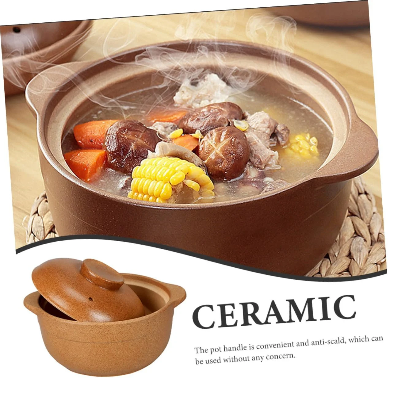 Каструля керамічна з кришкою термостійка кислотостійка, фото №6