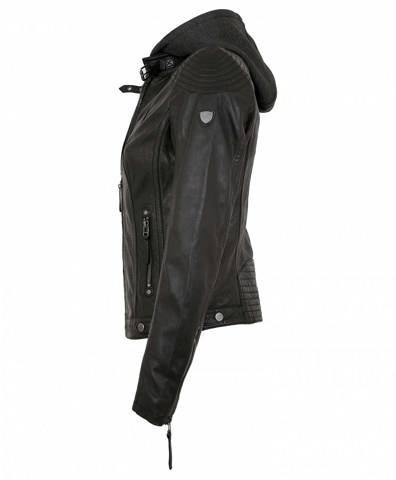 Женская Кожаная Куртка Gipsy Nappa Hood Lamb Черная, фото №2