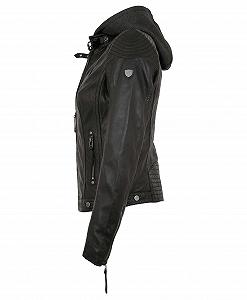 Женская Кожаная Куртка Gipsy Nappa Hood Lamb Черная synthetic.ua - Фото 1