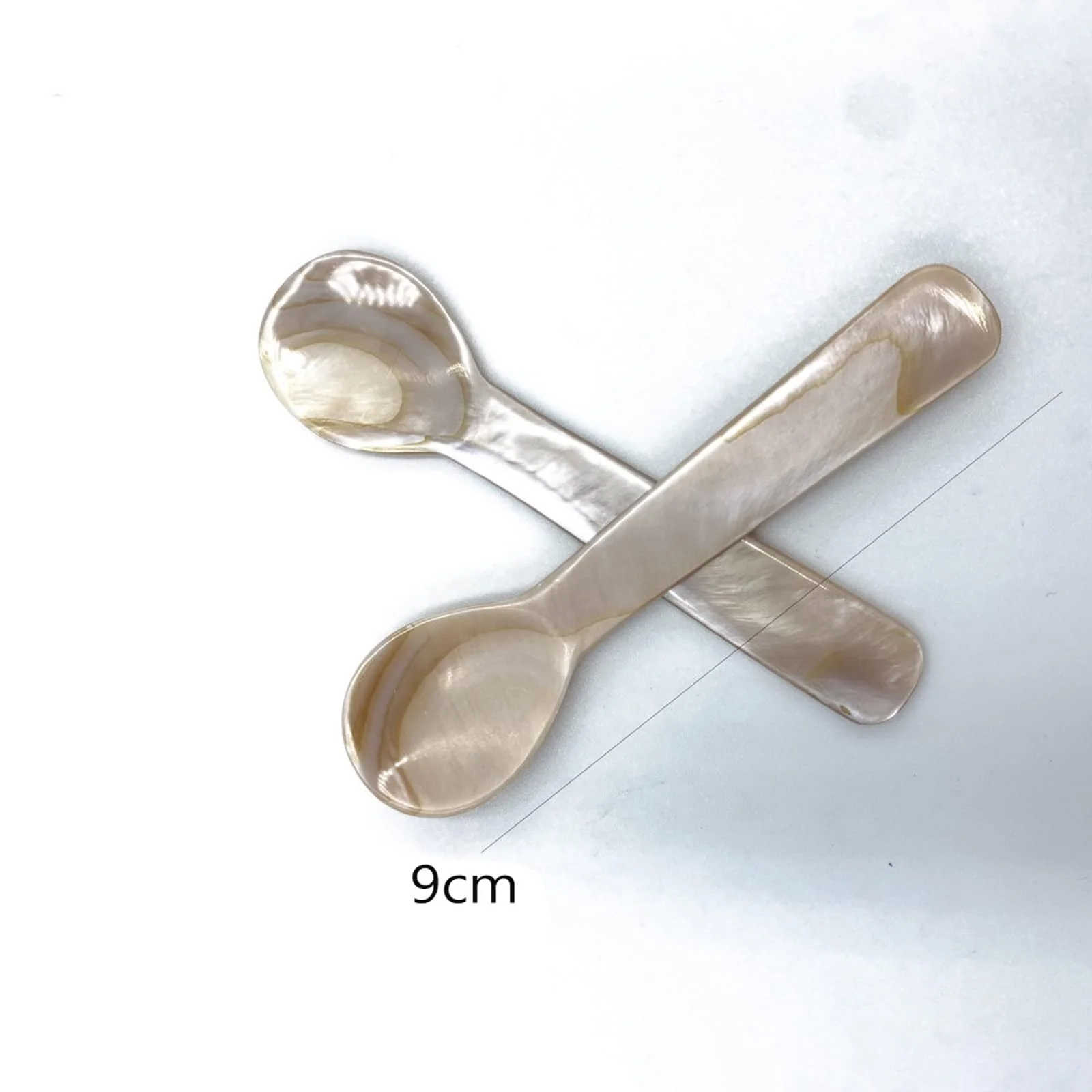 Ложка для ікри з перламутру ручної роботи, з круглою ручкою, колір кави, 2 шт., фото №2