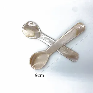 Ложка для ікри з перламутру ручної роботи, з круглою ручкою, колір кави, 2 шт. synthetic.ua - Фото 1