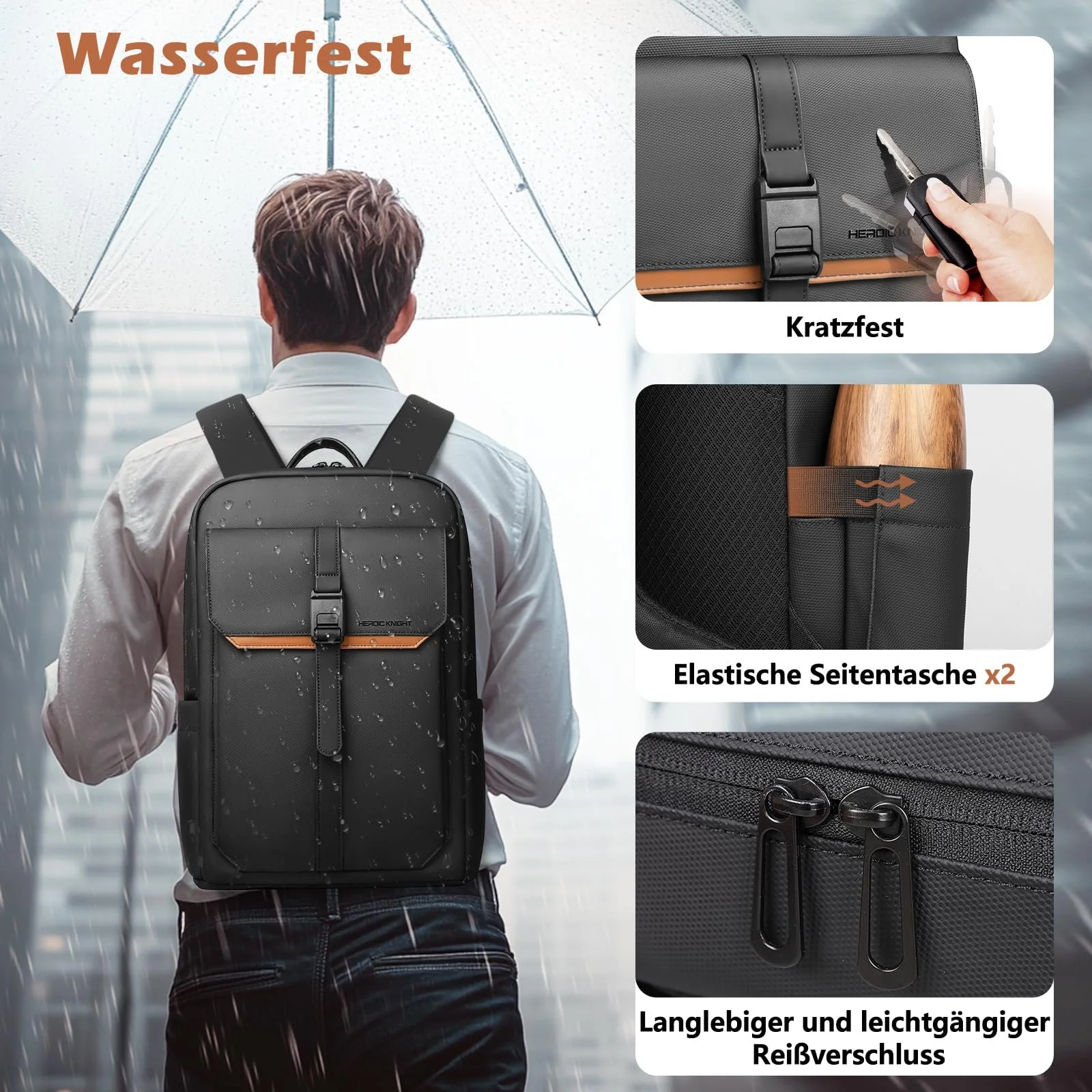 Рюкзак для ноутбука hk Slim 15.6 дюйма черный, фото №6
