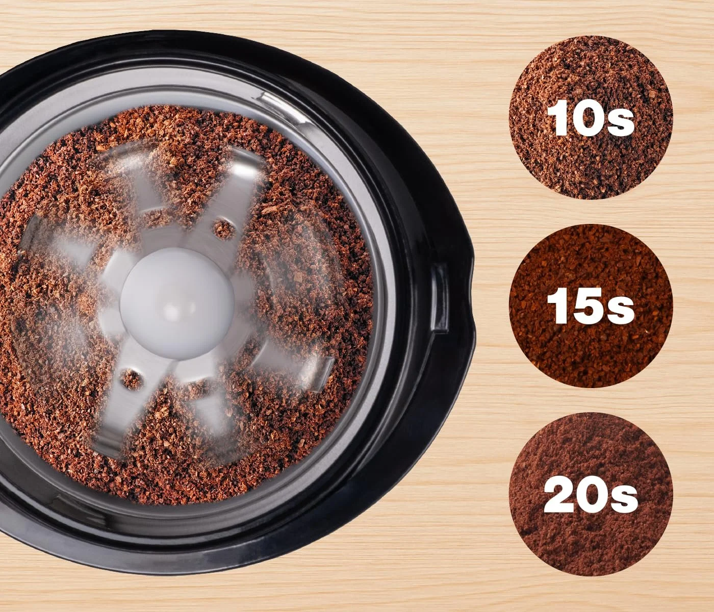 Электрическая кофемолка Eldom MK90C 60 г, лезвия из нержавеющей стали, черная, мощность 150 Вт, фото №7