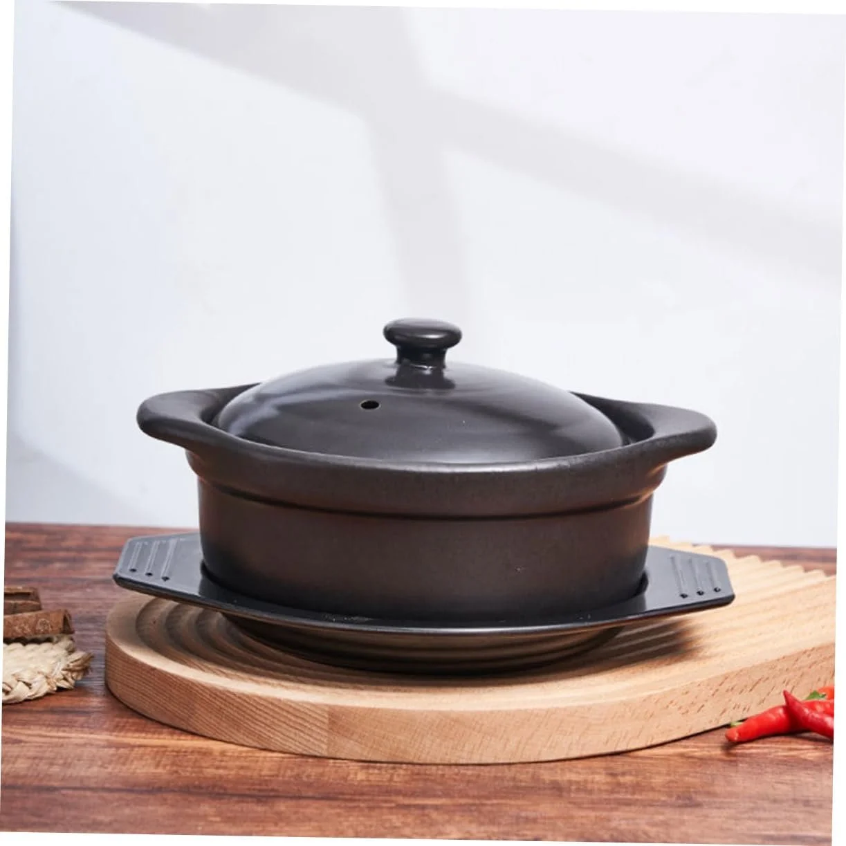 Кастрюля SOLUSTRE Casserole Pot керамическая с крышкой и двойной ручкой, фото №5