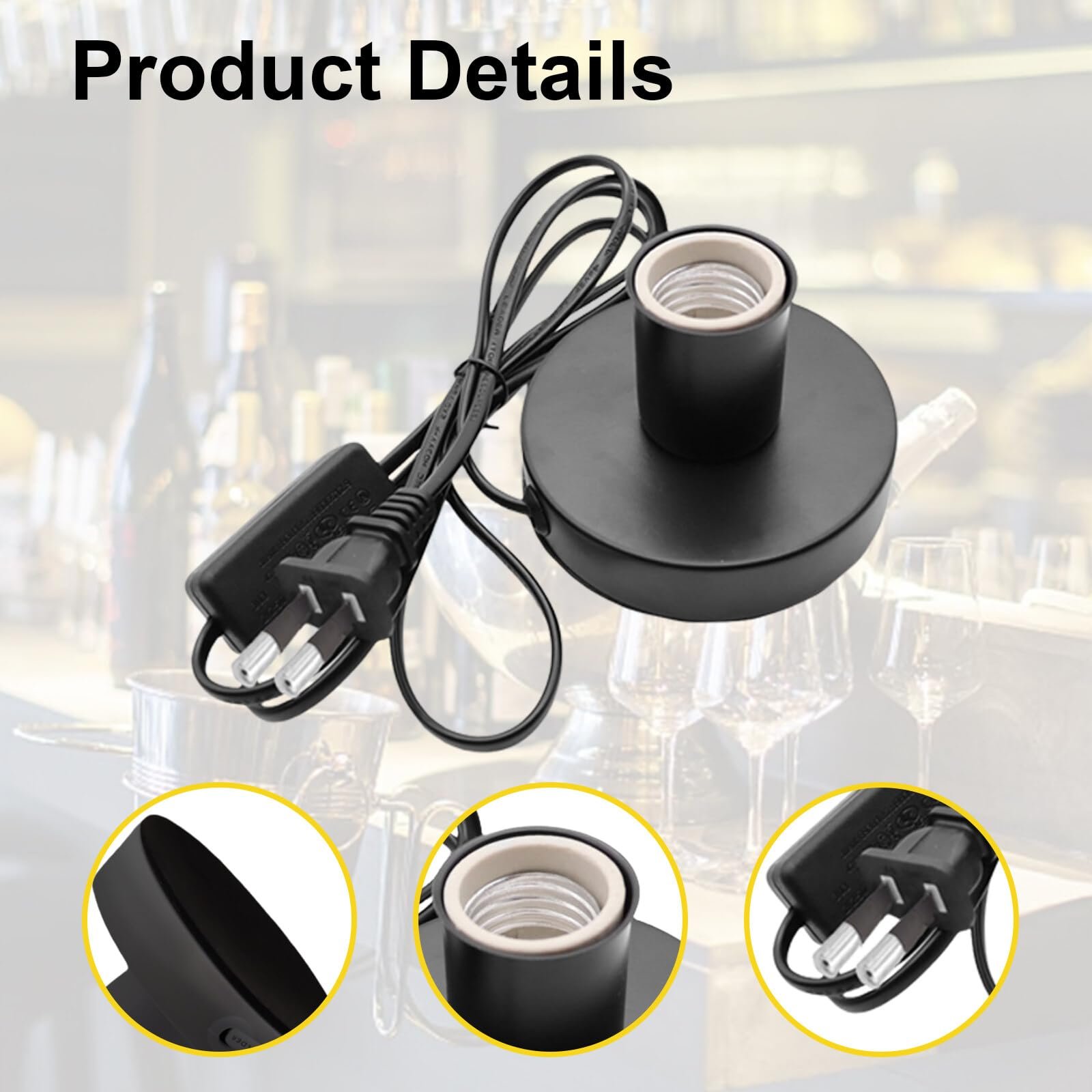 Настільна лампа Vintage E27 100 Watt Pack of 2 Black, фото №4