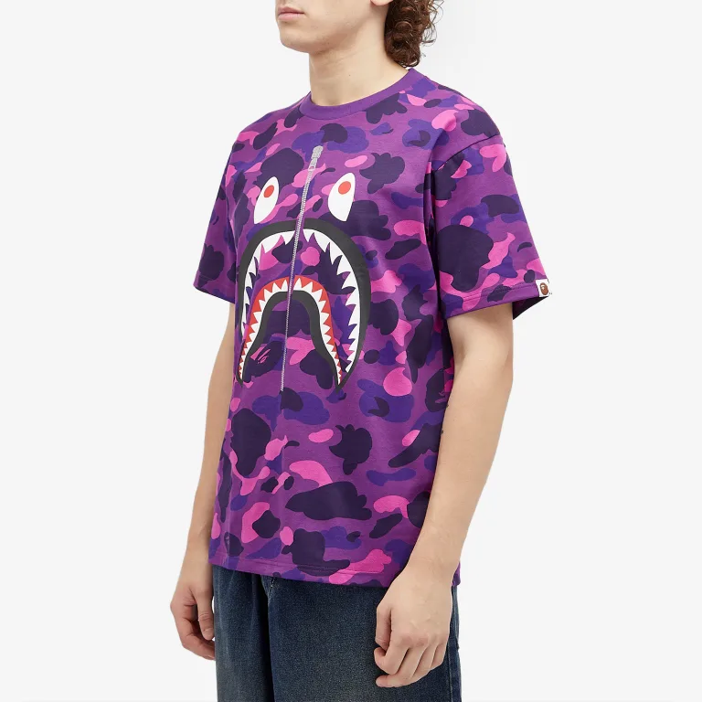 Футболка Bape Purple Camo Shark Tee M Фиолетовый камуфляж, фото №2