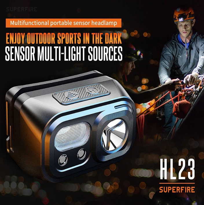 Фонарь налобный аккумуляторный HL23-S SuperFire 350 Lumen IP44, фото №2