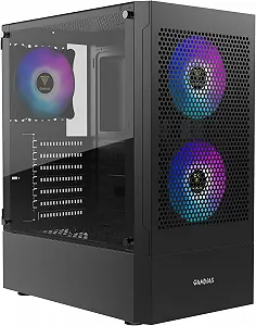 Корпус для ПК GAMDIAS TALOS E3 MESH / Mid Tower / ARGB, Закаленное стекло / Без БП / Черный - Фото 1