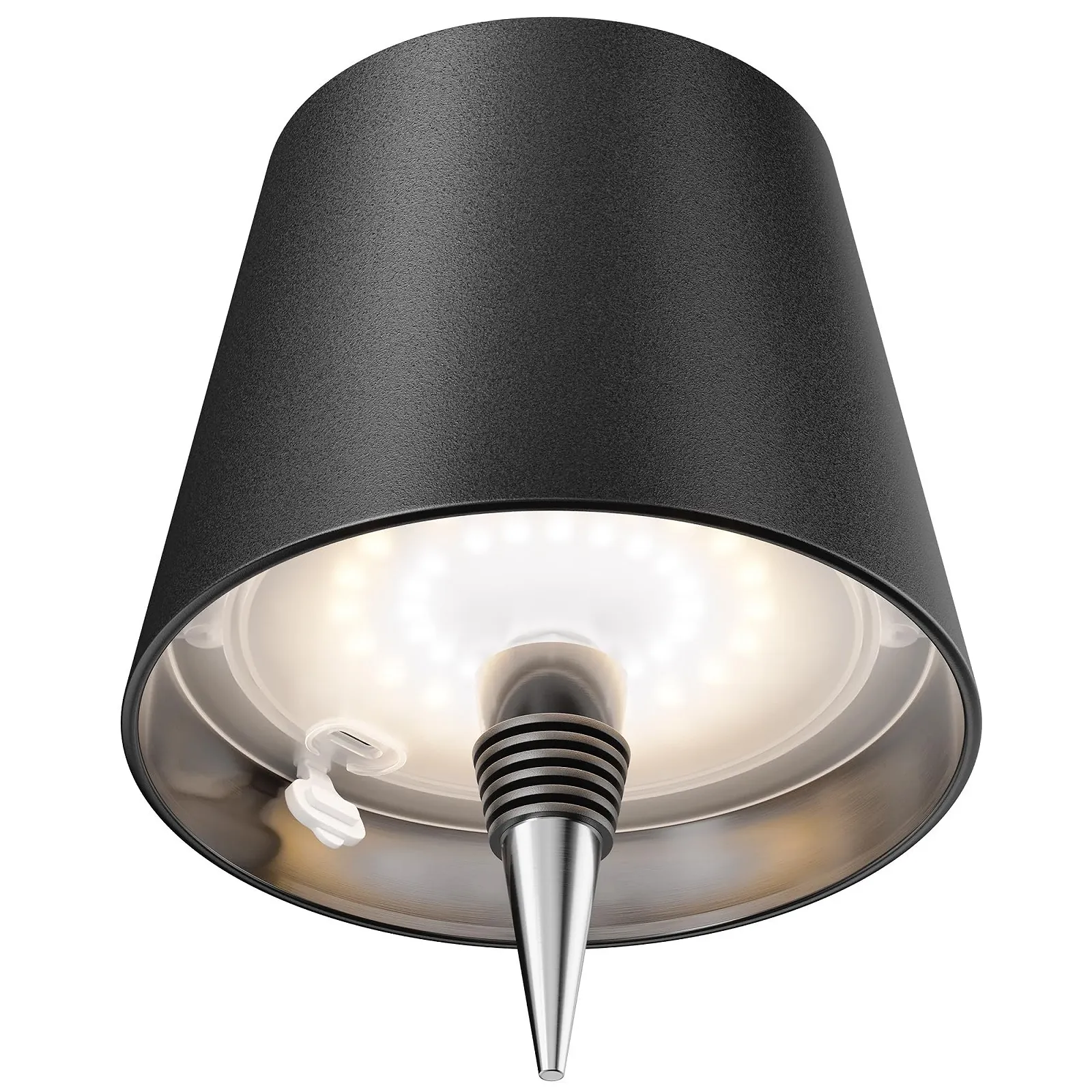 Настільна лампа ledscom.de Flaak LED для пляшок з акумулятором та сенсорним перемикачем 3 кольори світла димована IP44 2 шт. Чорна, фото №2