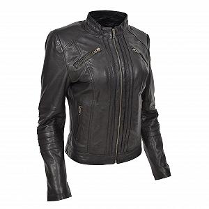 Жіноча куртка A1 FASHION GOODS Biker зі шкіри, чорна - Фото 1