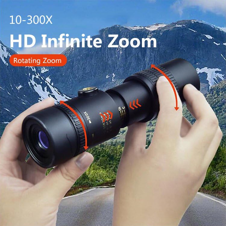 Телескоп Zoom Monocular 10-300 x 40 Компактный Зум для Наблюдений за Дикой Природой, Птицами, Походами, Охотой, Кемпингом, фото №3