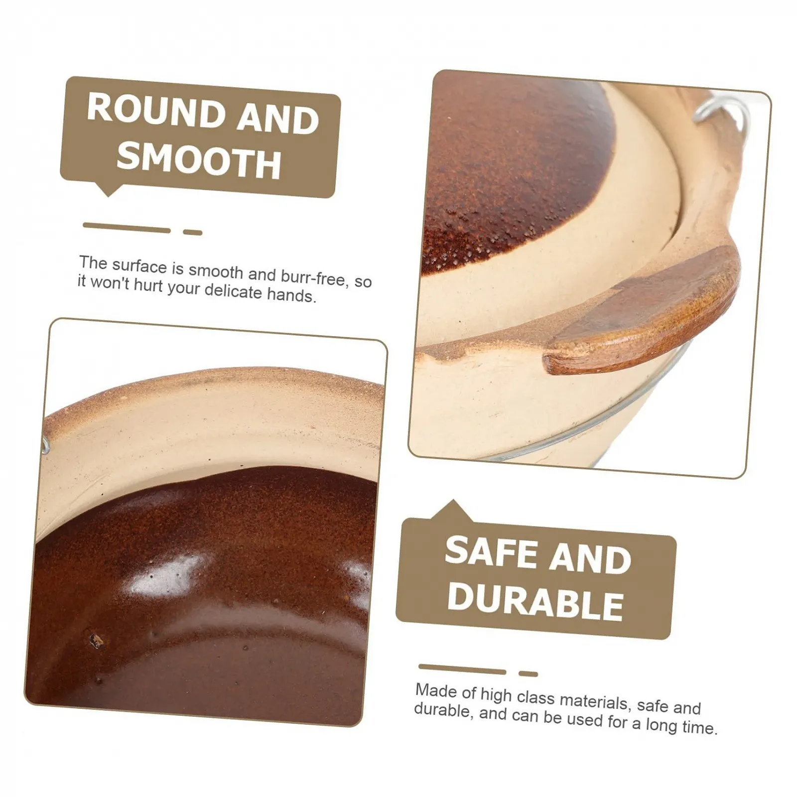 Керамическая кастрюля-казан с толстой ручкой для супов и риса энергосберегающая, фото №7